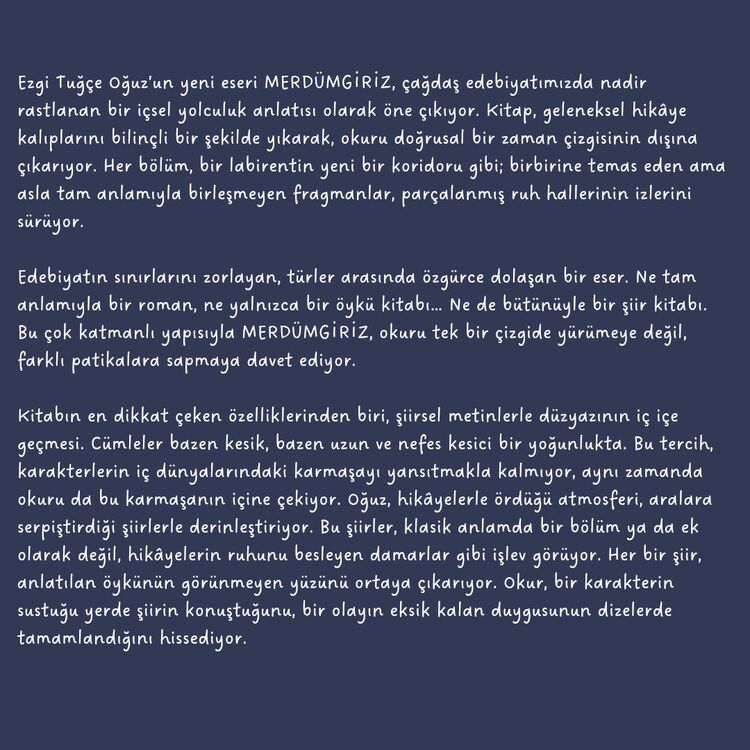 EZGİ TUĞÇE OĞUZ | MERDÜMGİRİZ | E-KİTAP 
