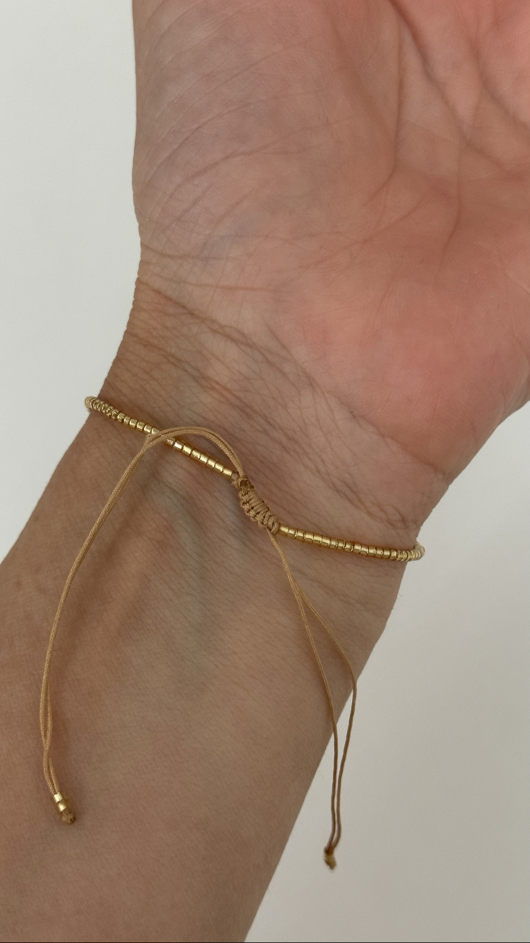 Gold Tek Sıra İncili Miyuki Bileklik
