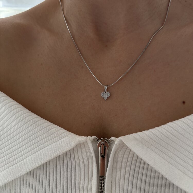 Xuping Silver Mini Piksel Kalp Kolye Ucu