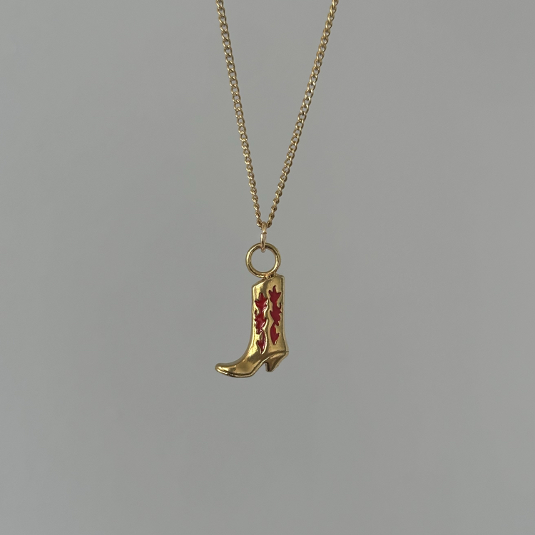 Çelik• Kırmızı Cowgirl Kolye