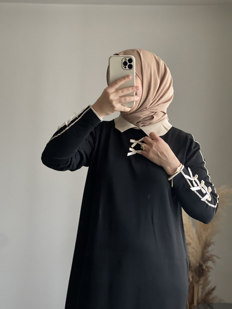 Siyah Merserize Triko Elbise