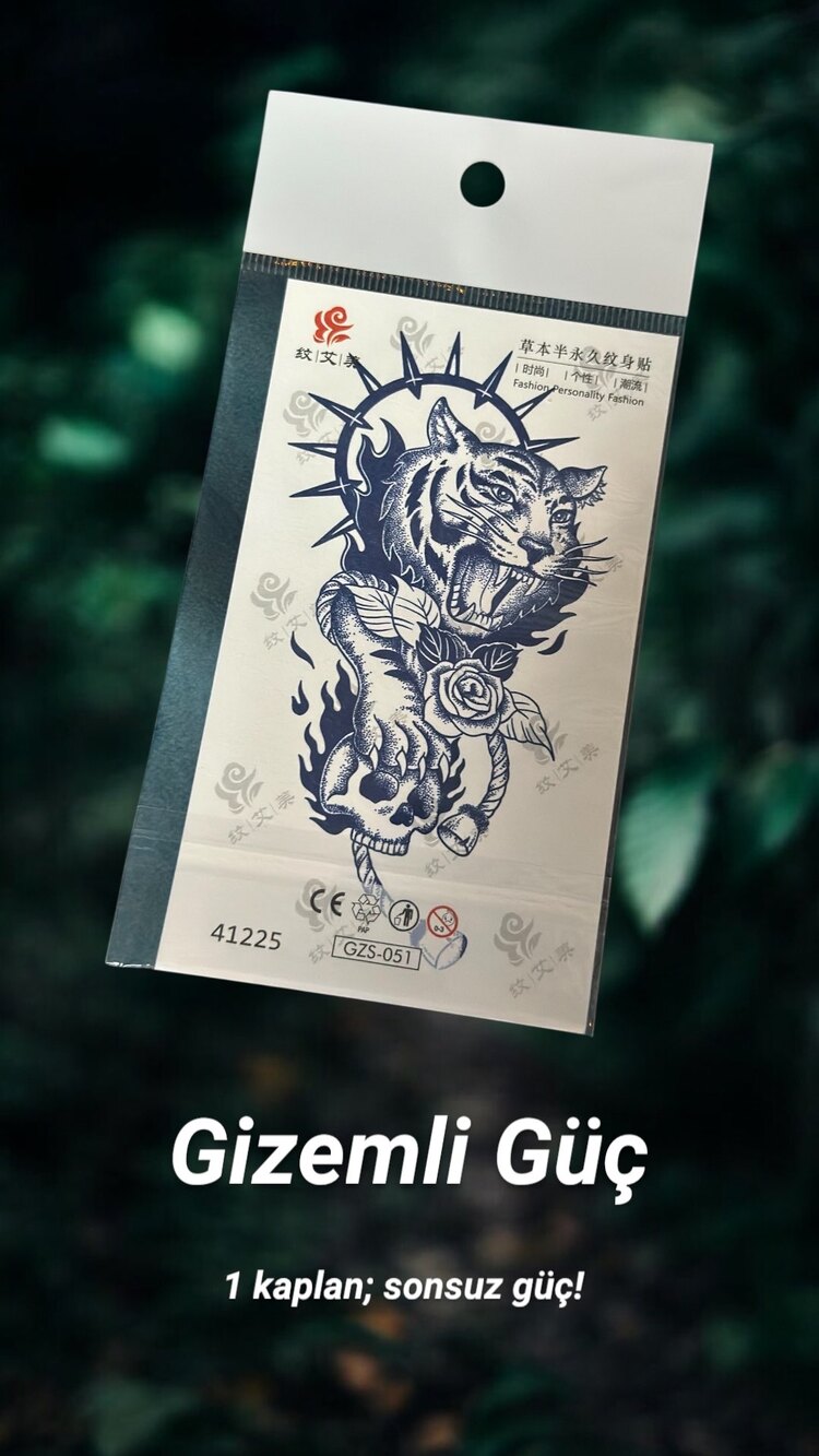 Kaplan ve Kafatası – Geçici Dövme (4x8cm)