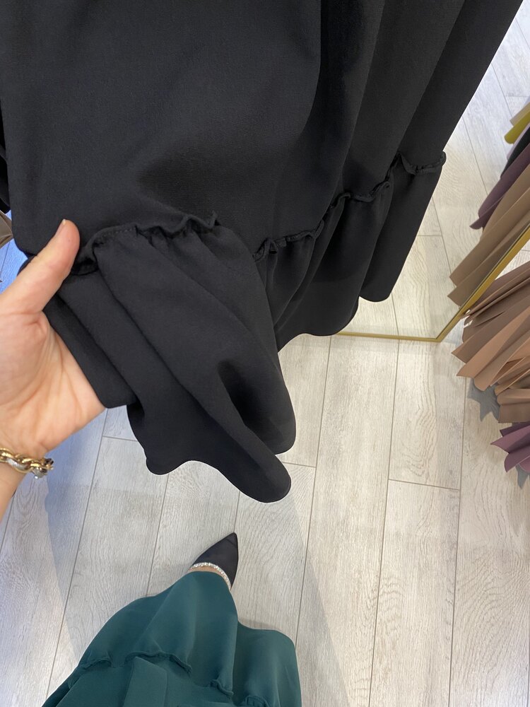 Kumlu Krep Zümrüt Elbise