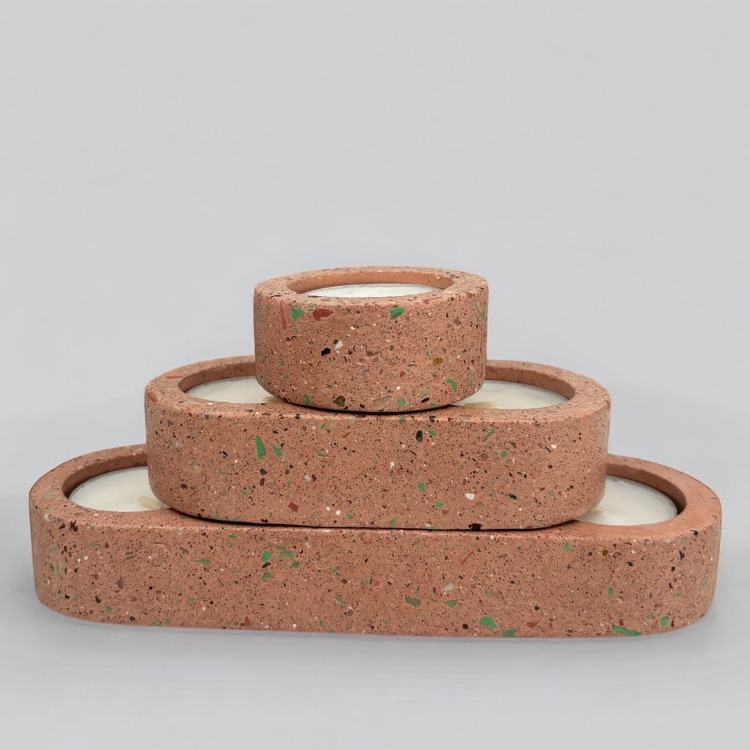 3'lü Kavrengi Terrazzo Mumluk