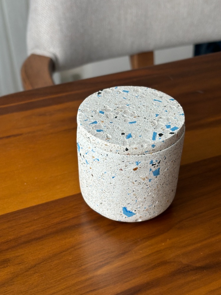 Mavi Taşlı Terrazzo Kavanoz