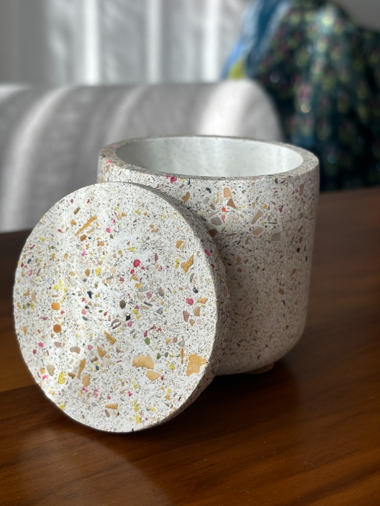 Renkli Taşlı Terrazzo Kavanoz 