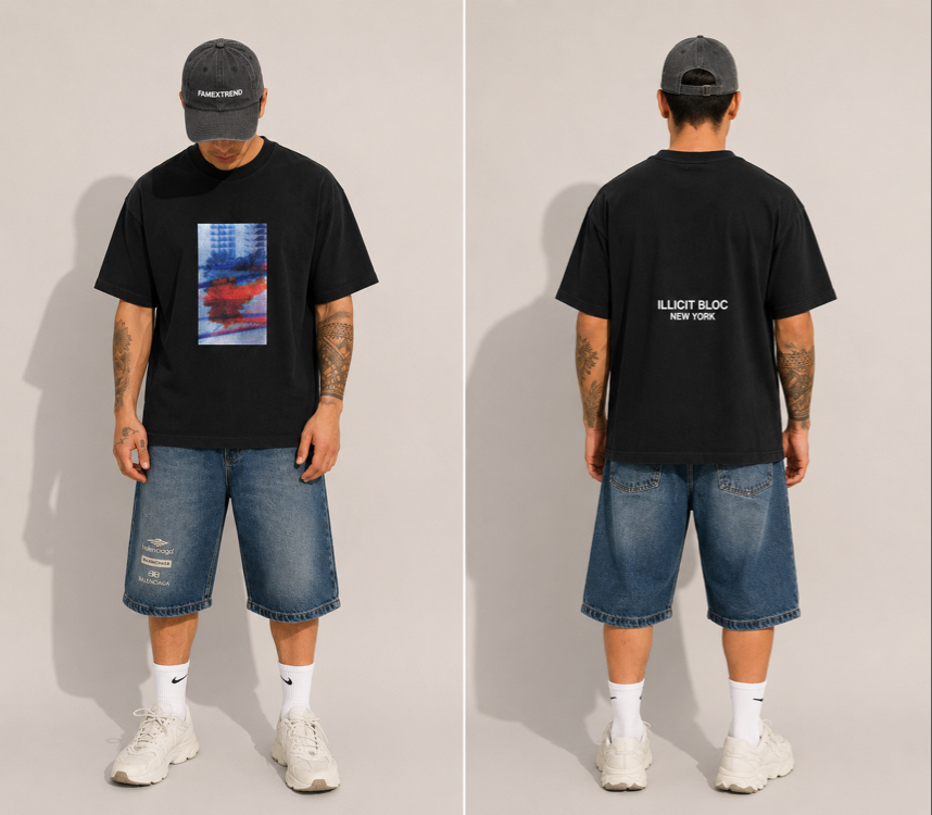 Baskılı Siyah Tshirt