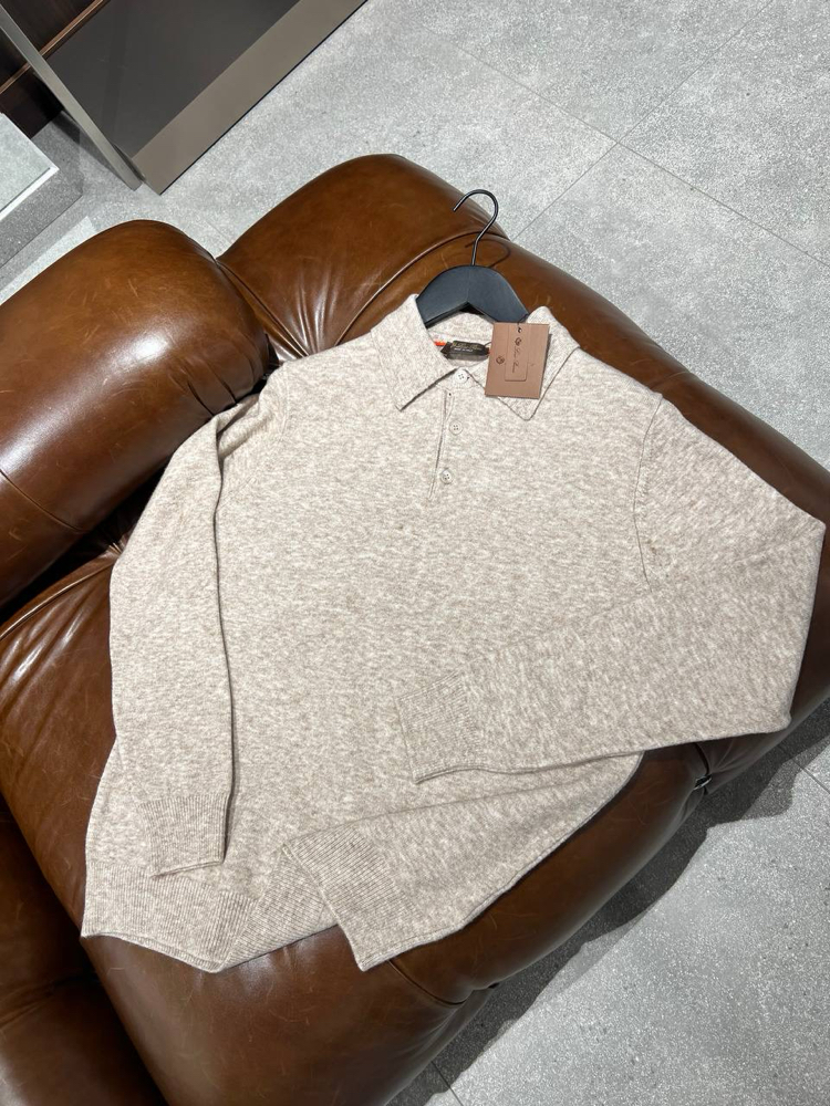 Loro Piana Yün Bej Polo Yaka 