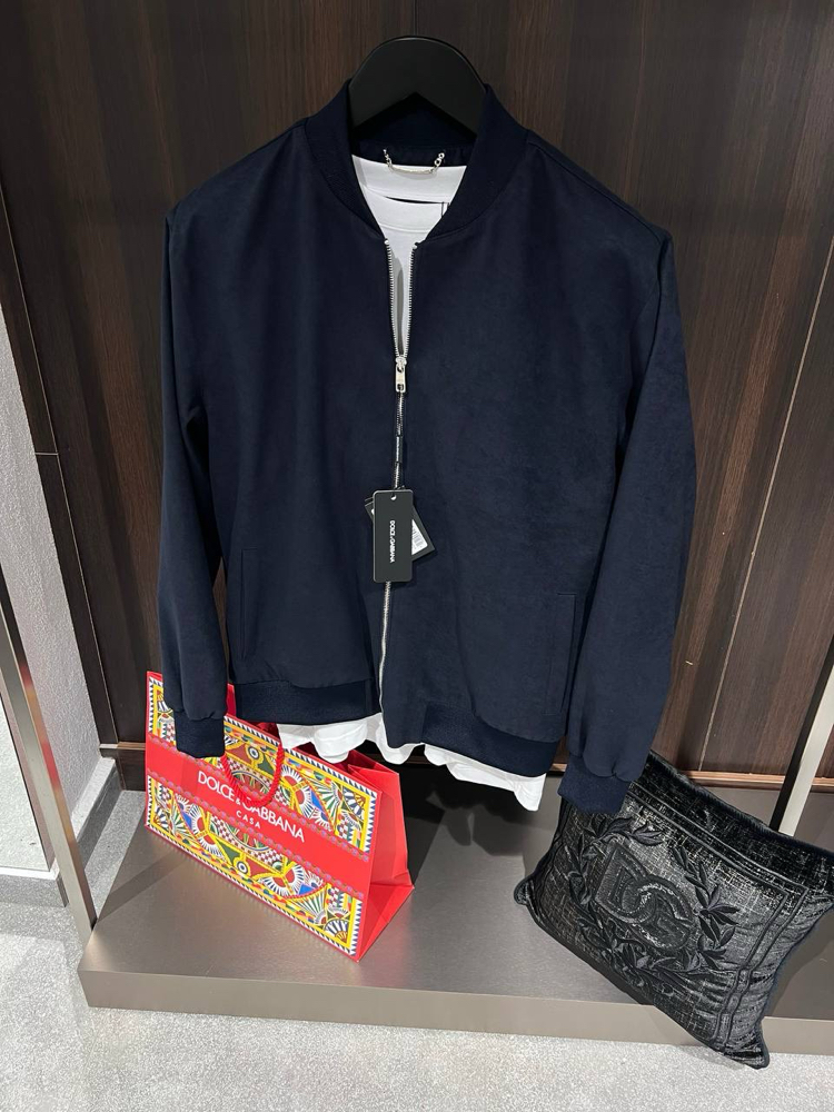 Dolce&Gabbana Lacivert Bomber Suet Ceket