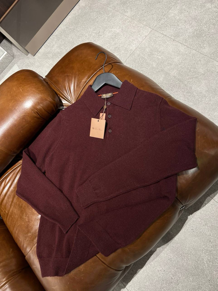 Loro Piana Yün Bordo Polo Yaka 