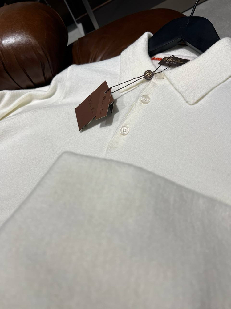 Loro Piana Yün Beyaz Polo Yaka 
