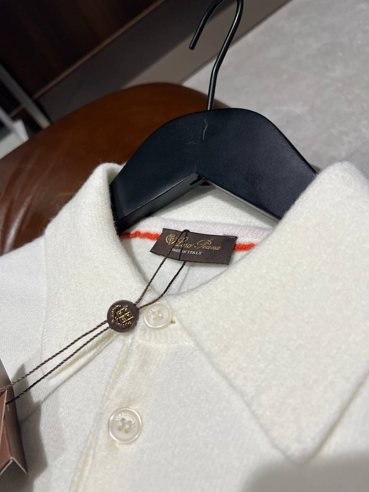 Loro Piana Yün Beyaz Polo Yaka 