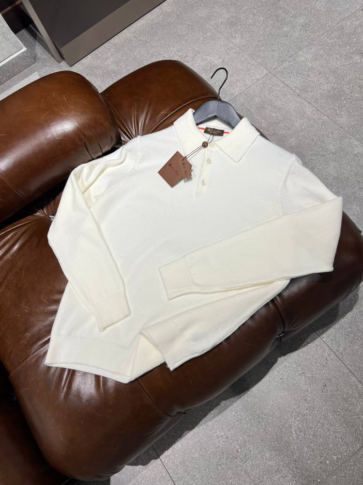 Loro Piana Yün Beyaz Polo Yaka 