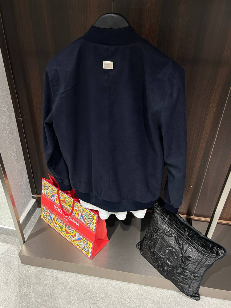 Dolce&Gabbana Lacivert Bomber Suet Ceket