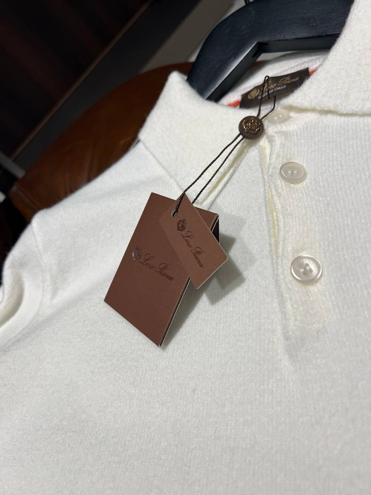 Loro Piana Yün Beyaz Polo Yaka 