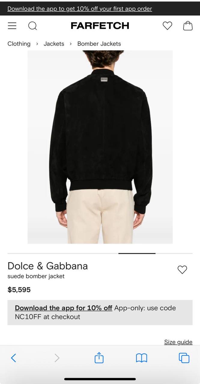 Dolce&Gabbana Siyah Bomber Suet Ceket