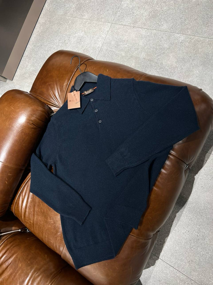 Loro Piana Yün Lacivert Polo Yaka
