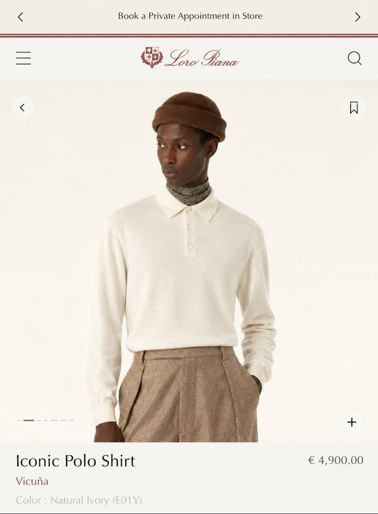 Loro Piana Yün Beyaz Polo Yaka 