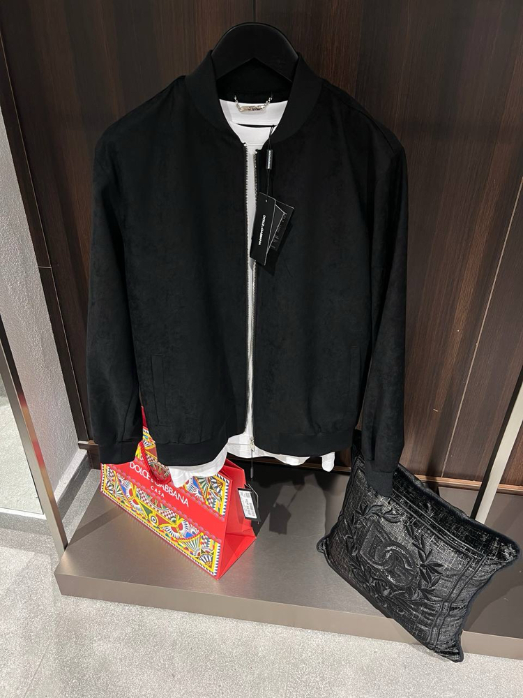 Dolce&Gabbana Siyah Bomber Suet Ceket
