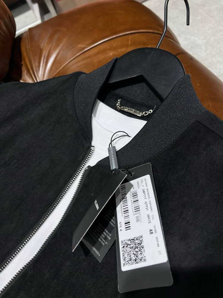 Dolce&Gabbana Siyah Bomber Suet Ceket
