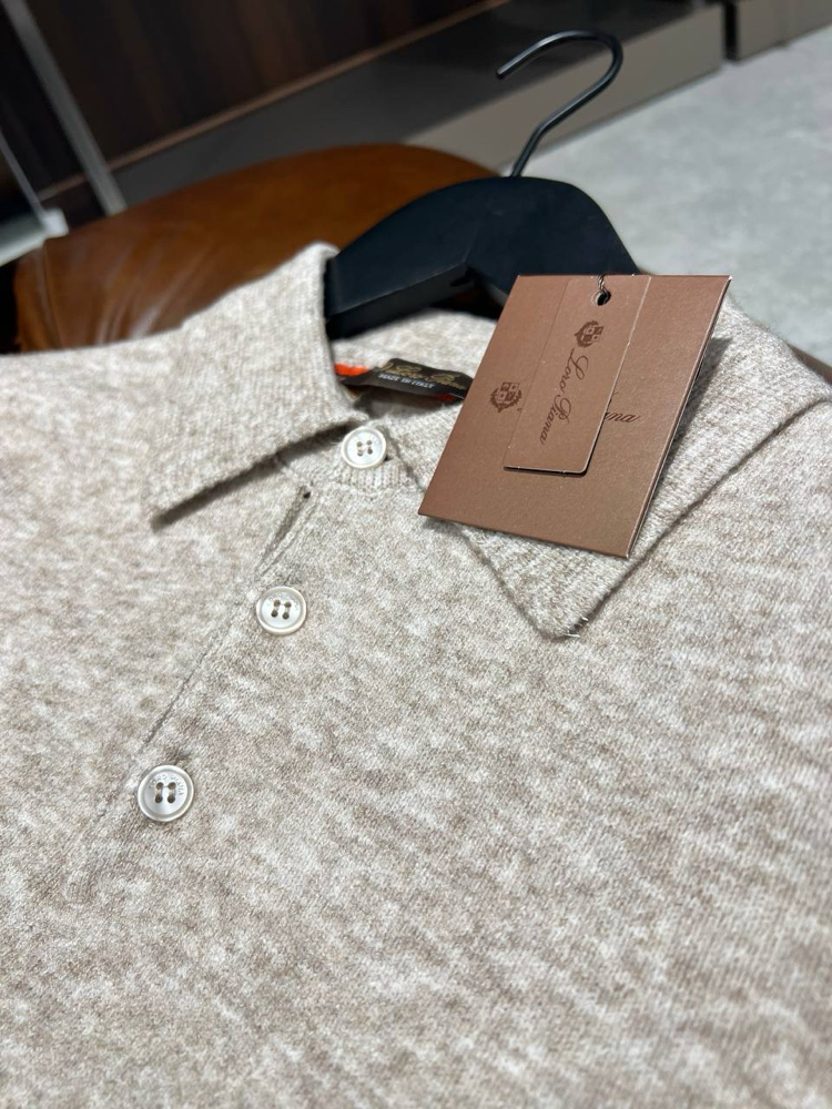 Loro Piana Yün Bej Polo Yaka 
