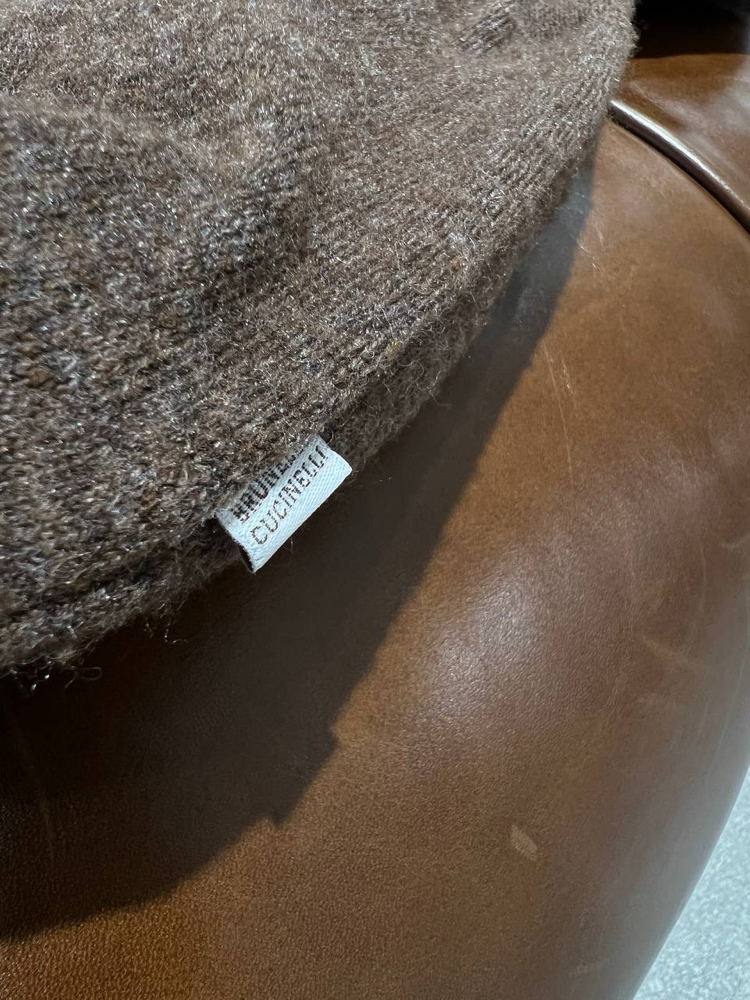 Brunello Cucinelli Kaşmir Yarı Fermuarlı Kahve Kazak