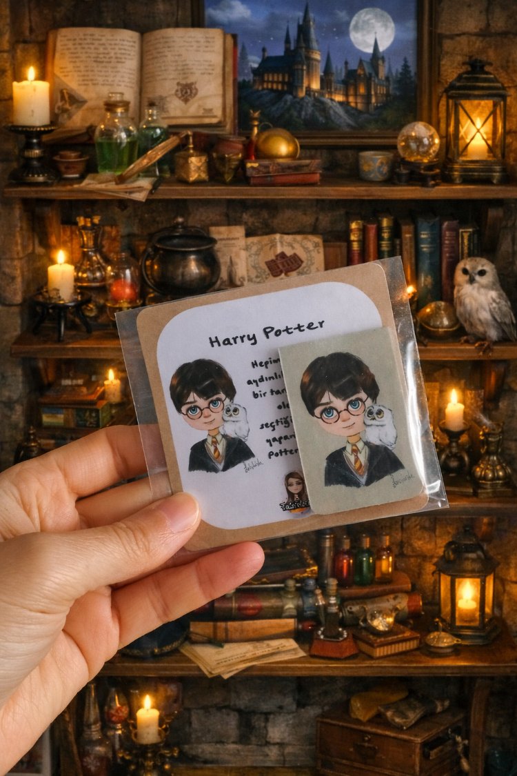 Harry Potter Çizimli Mıknatıslı kitap ayracı