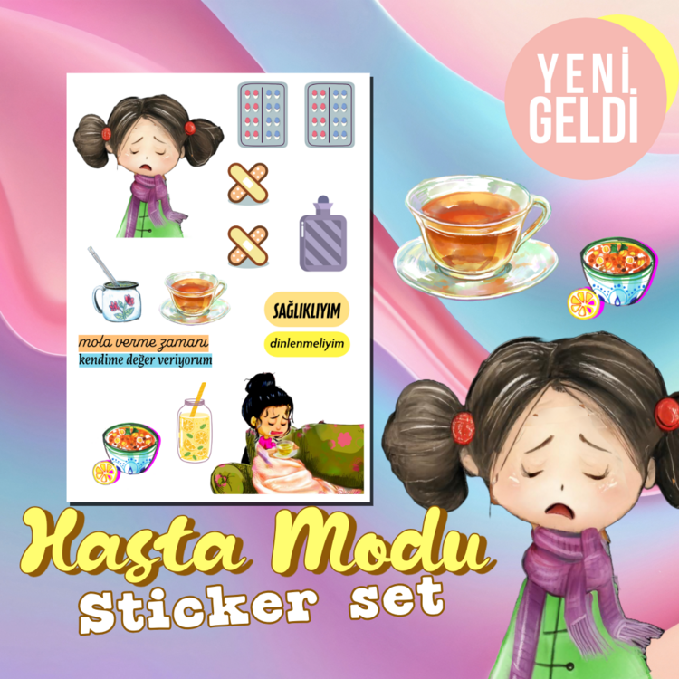Hasta Modu sticker set 15 adet çıkartmalı