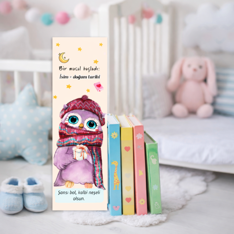 Kişiye Özel İsimli Bebek Kitap Ayracı – 30 Adet Hediyelik Baby Shower