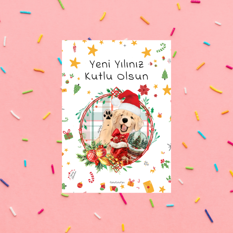 Köpüşlü Yılbaşı Kartı Simli 3 adet