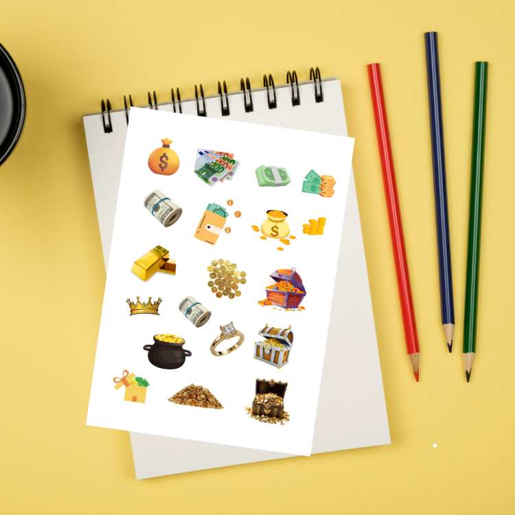 Para Enerjisi Sticker Seti – Bolluk Bereket Çekme Sticker’ları (2 Sayfa)