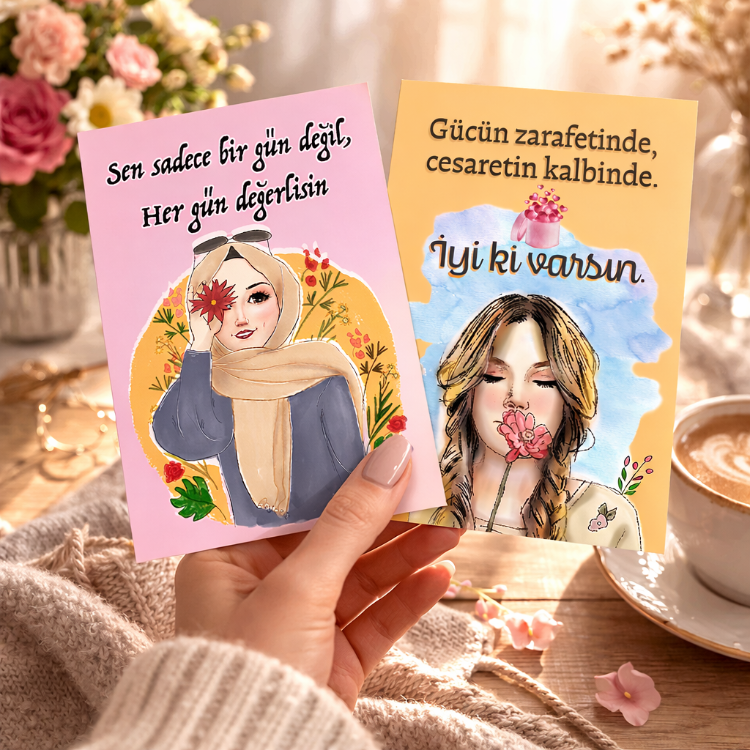 Kadınlar Günü Hediye Kartı – “İyi Ki Varsın” Motto Kartı