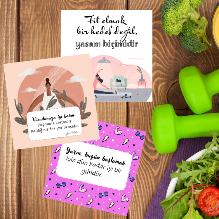 Fit Ol Sağlıklı Yaşa Motto Kartı