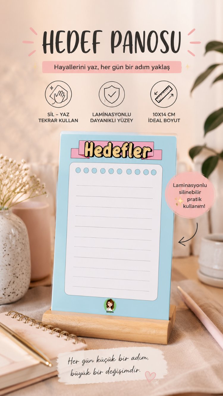 Silinebilir Pvc li Hedeflerim Panosu