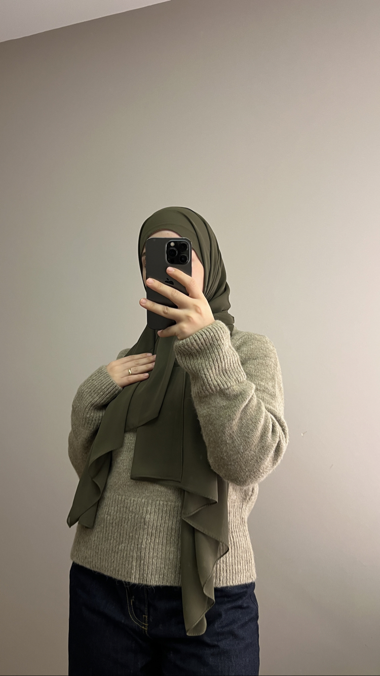 Haki Yeşil Premium Chiffon Şal