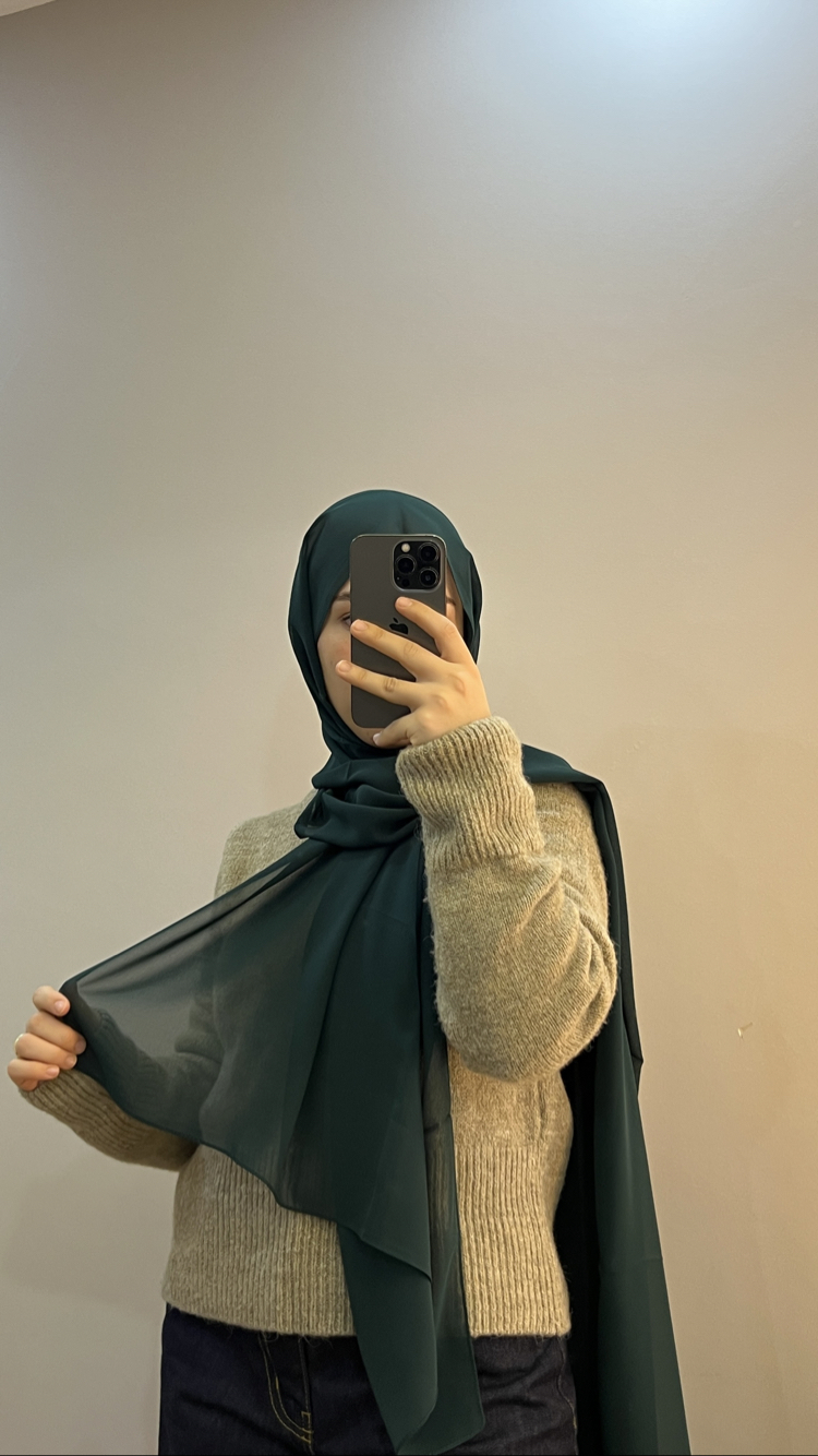  Zümrüt Yeşil Dubai Premium Chiffon Şal 