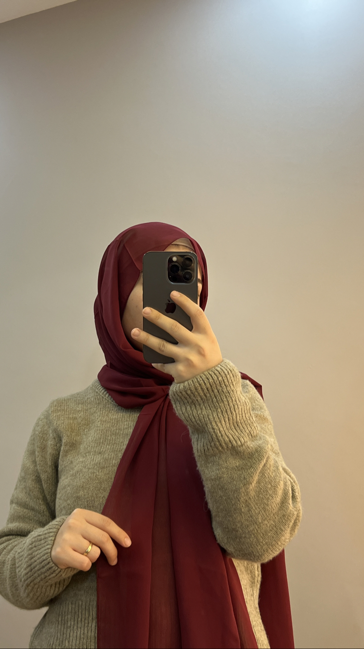 Bordo Dubai Premium Chiffon Şal