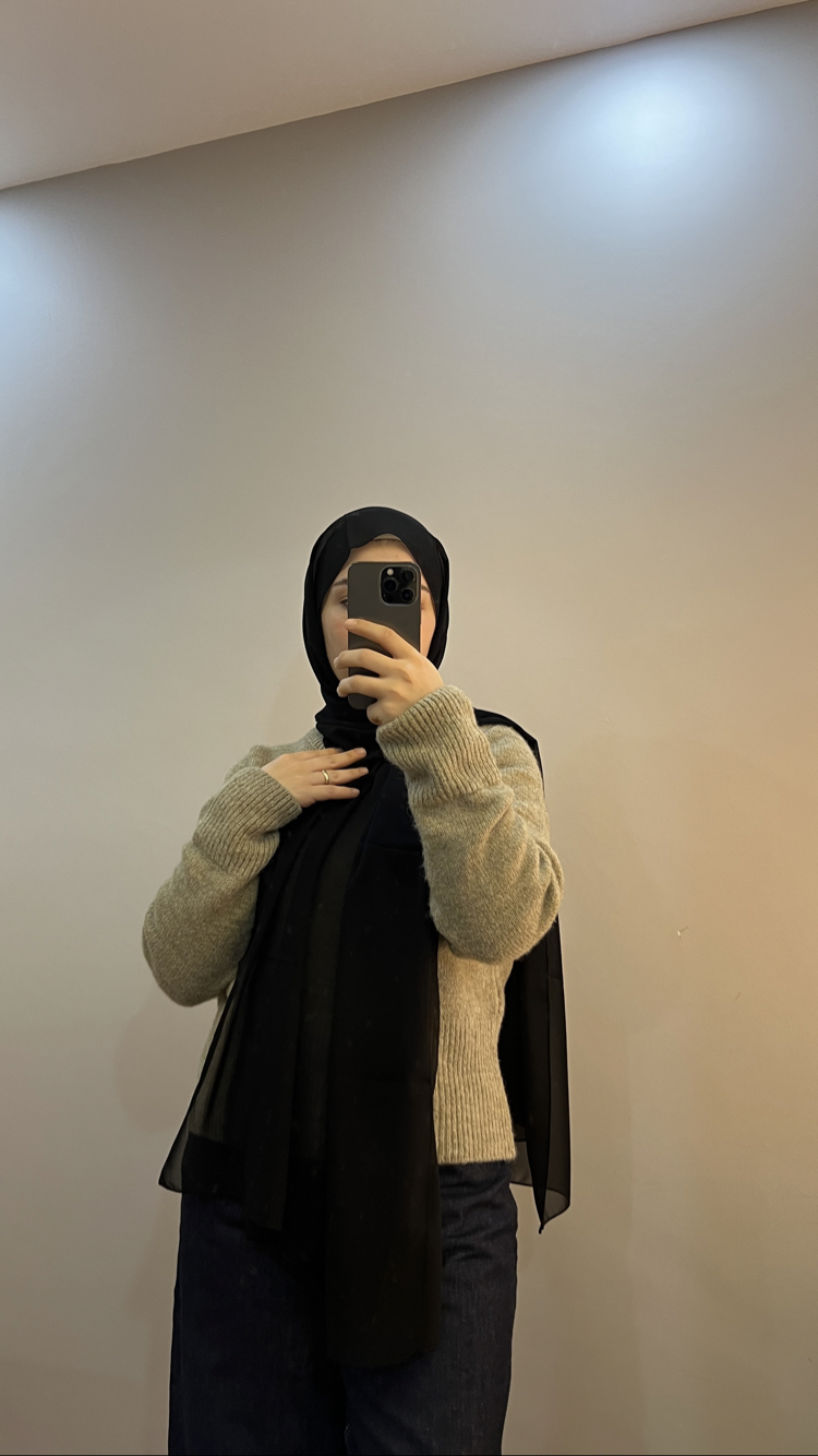 Yeni Siyah Dubai Premium Chiffon Şal