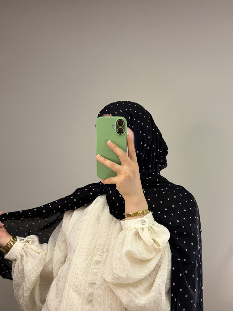 Siyah Polka Dots Nefes Şal