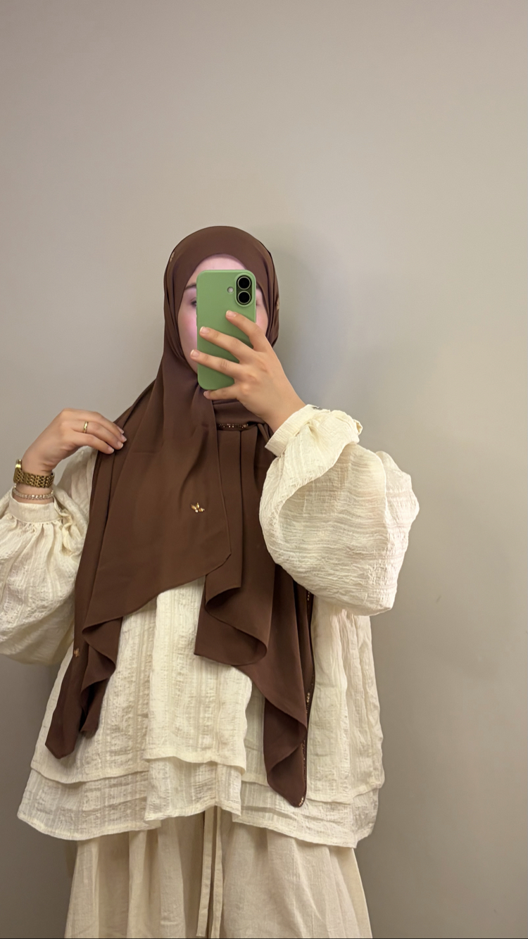 Kahve Sharqiaa Serpme Swarovski Premium Şal 