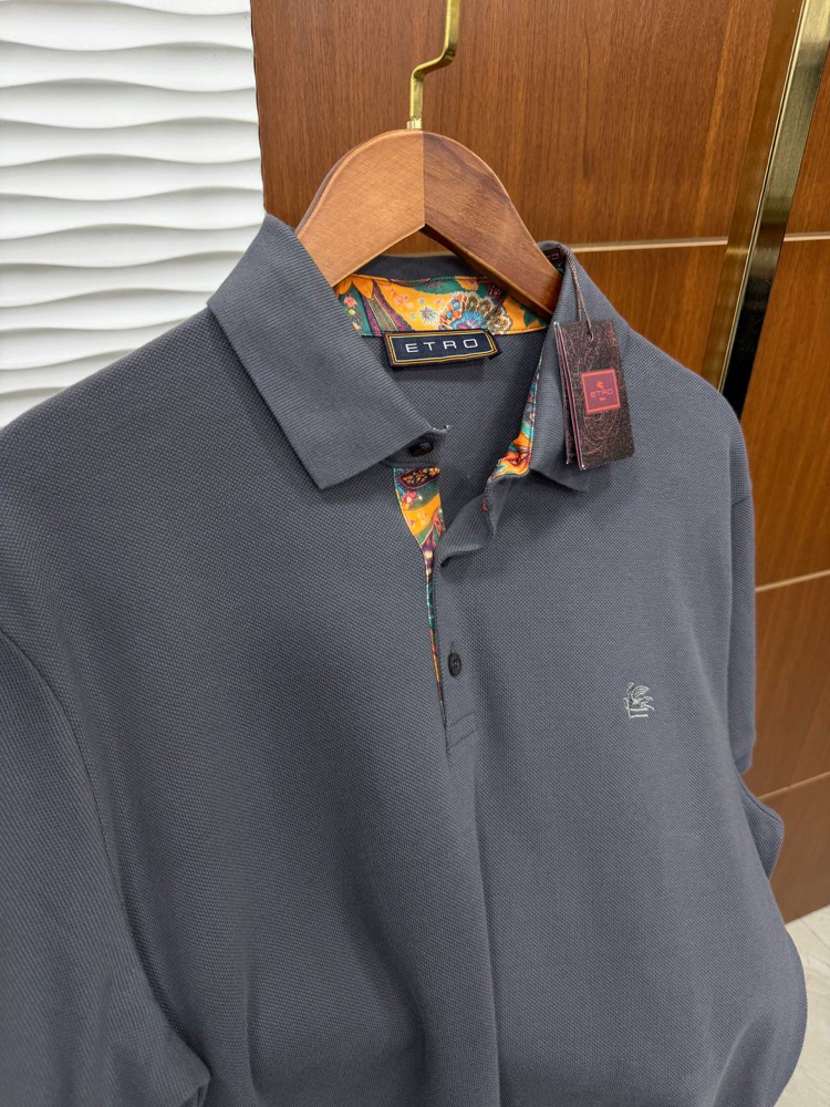 ETRO PREMİUM ANTRASİT YAKALI T-SHİRT