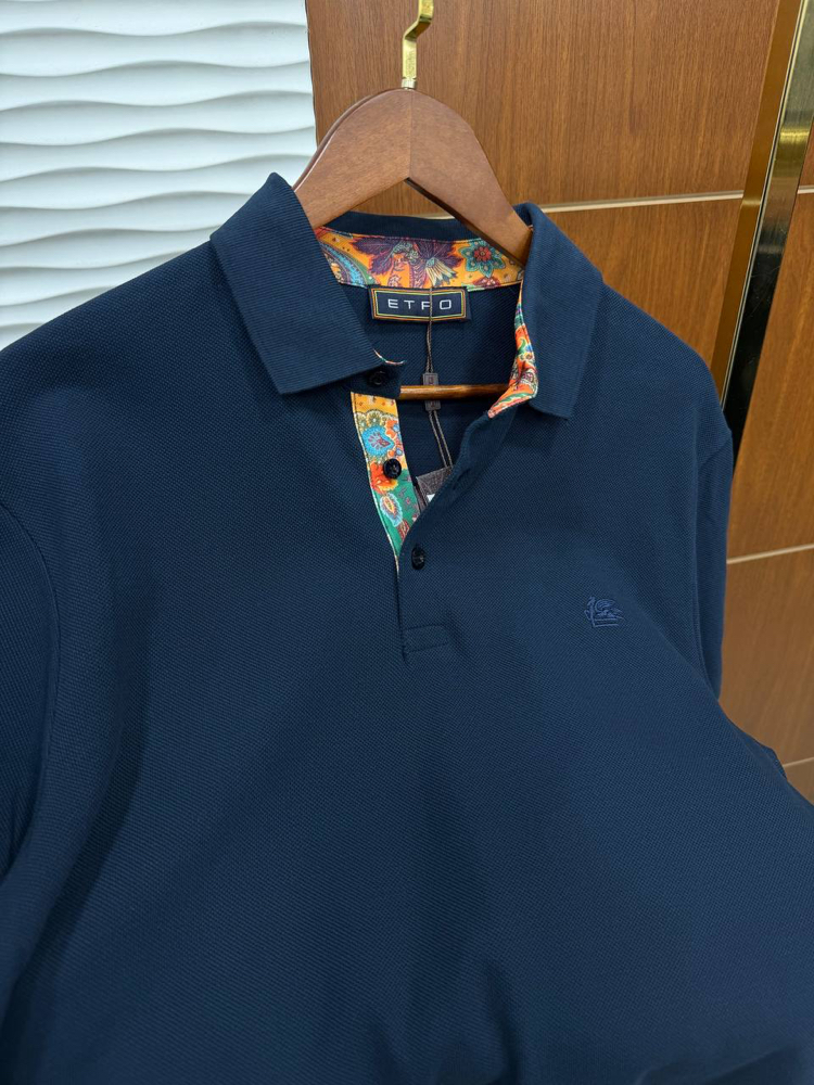ETRO PREMİUM LACİVERT YAKALI T-SHİRT