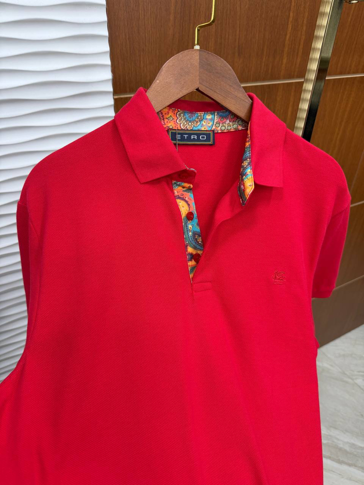 ETRO PREMİUM KIRMIZI YAKALI T-SHİRT