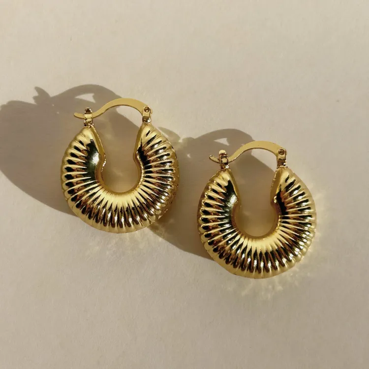 Kalın Hafif Halka Küpe | Çelik |14k renginde