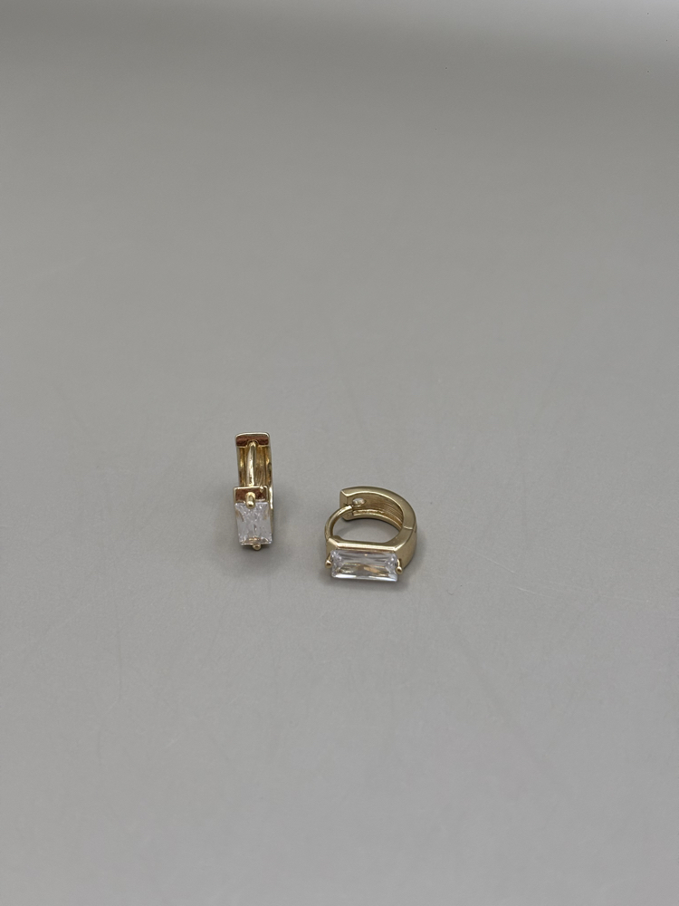 Kadın Kararmaz Çelik Baget Zirkon Taşlı Gold Halka Küpe