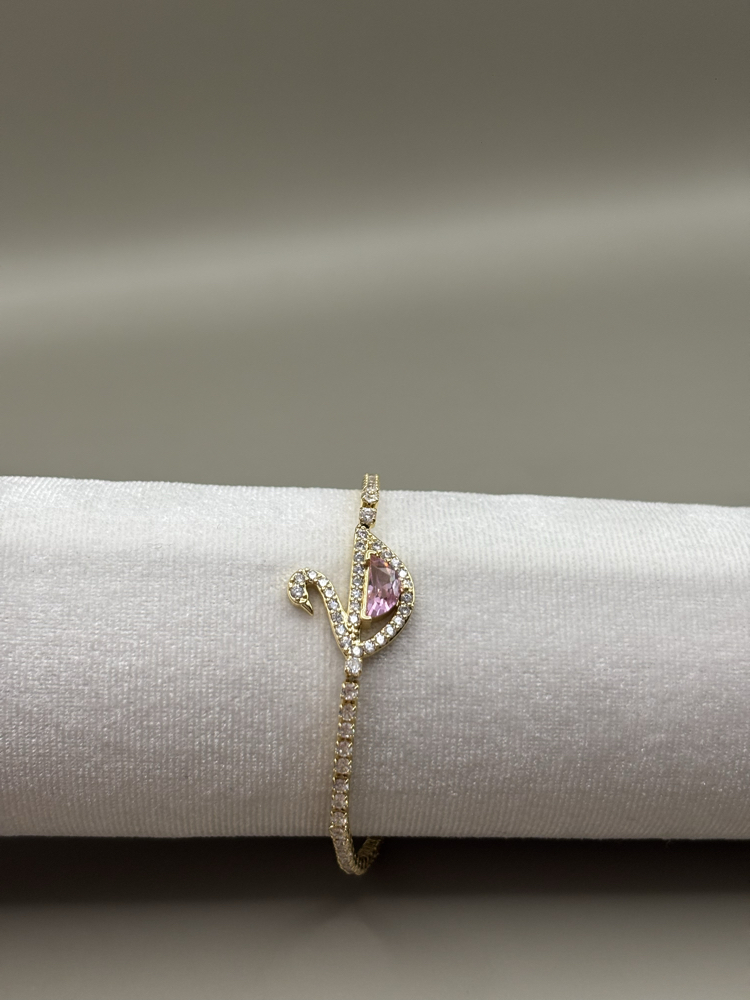 Kadın Kararmaz Çelik Pembe Kuğu Figürlü Taşlı Su Yolu Gold Bileklik