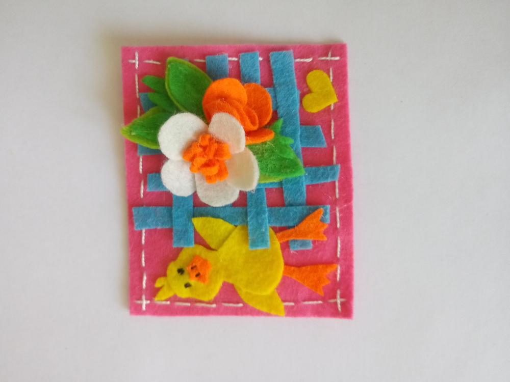 Keçe Ördek ve Çiçek Figürlü Buzdolabı Magnet
