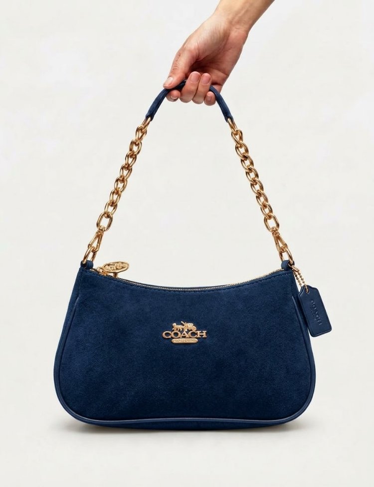 Coach Lacivert Süet Teri Shoulder Bag