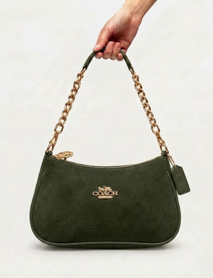 Coach Haki Süet Teri Shoulder Bag
