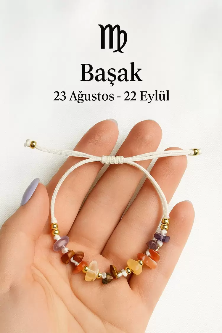Başak Burcu Gerçek Doğal Taş Örme Bileklik - Kaplan Gözü, Akik, Ametist, Sitrin